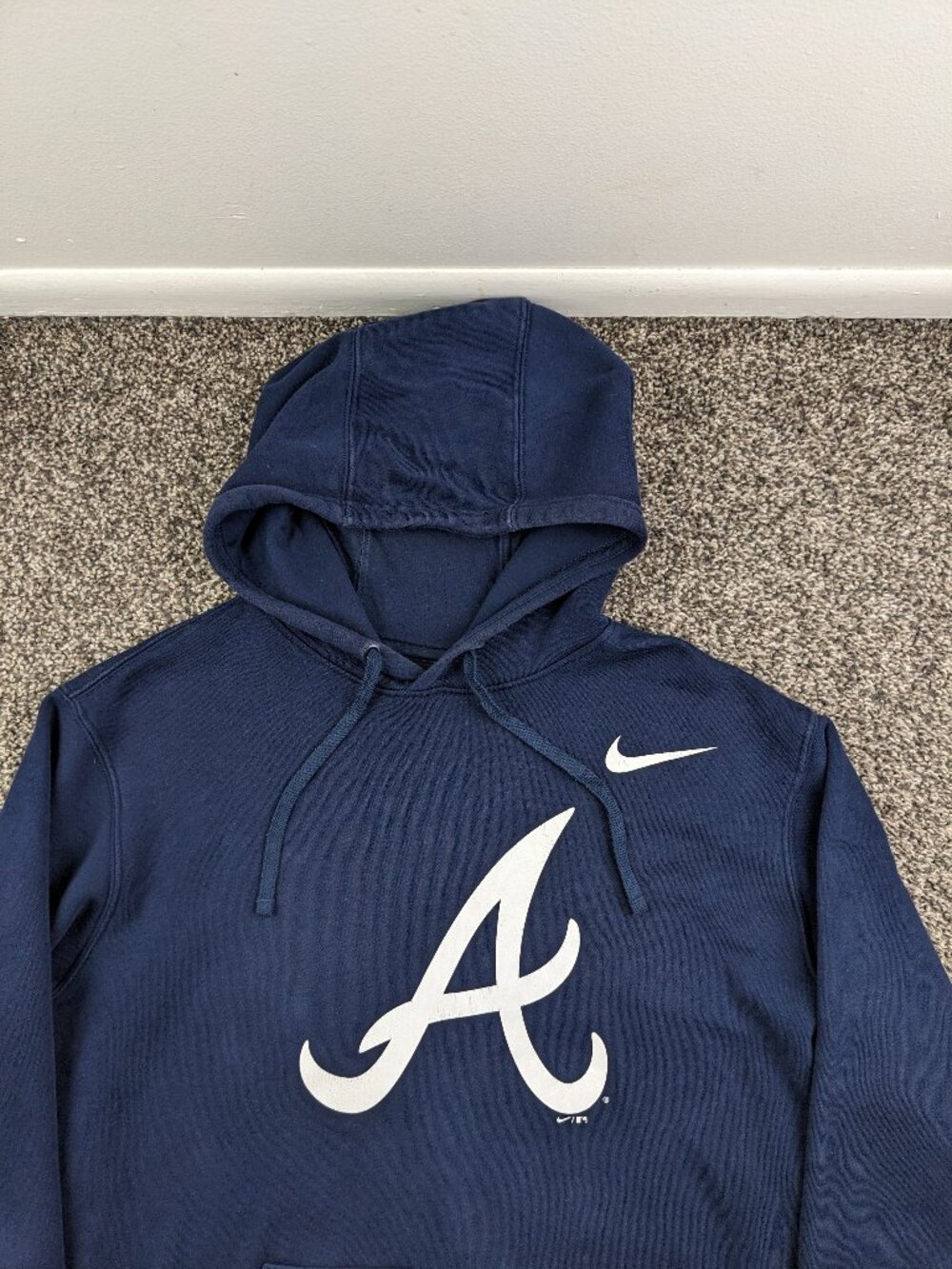 Atlanta Braves Hoodie Sweatshirt Nike Big Logo Navy Blue Mens XL